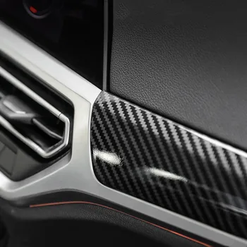 De Fibra de carbono de Color de la Consola central Panel de Recorte Tiras de 2Pcs ABS Coche Estilo Para BMW Serie 3 G20 G28 2020 LHD