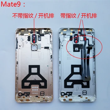 De huellas dactilares Sensor de Metal de la caja Trasera Para Huawei Mate 9 de la Espalda Cubierta de la Puerta de la Batería Caso con Lente de+Botones Laterales