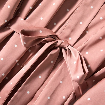 De JULIO de CANCIÓN DE Pijamas de Conjunto de 4 piezas con Puntos Blancos de las Mujeres de Imitación de Seda Simple Rosa, Negro Camisón de Pecho Pastillas de Verano Otoño ropa de dormir