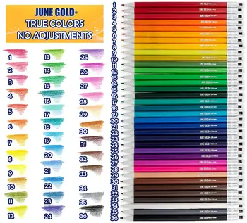 De junio de Oro 36 Surtidos de Color Plomo Recargas, 2.0 mm Extra Bold, de 90 mm de Altura, Pre-Afilado, Break & la Mancha Resistente