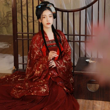 De las nuevas Mujeres de Rojo Hanfu Chino Tradicional Hanfu Traje Moderno Hanfu Vestido de Hadas Vestido Nacional de Hanfu Traje de Escenario Vestido de SL1278
