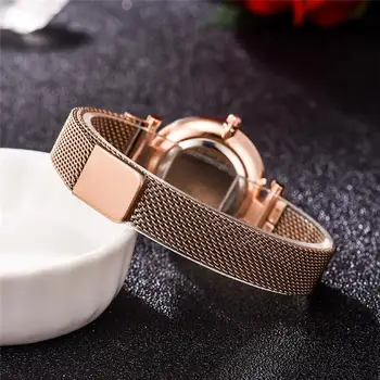 De lujo 2020 de Oro Rosa Reloj de Pulsera para Mujer Relojes de Astilla de Damas Hembra de Acero Inoxidable Imán reloj de Pulsera Relogio Feminino