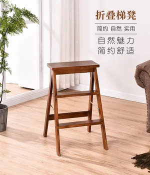 De madera maciza taburete plegable simple portátil heces multi-función de escalera taburete, silla plegable creativa cocina de casa de alta magistratura