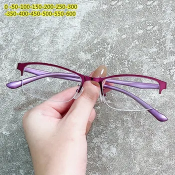 De Metal de la mitad de gafas de montura de marco para las mujeres y los hombres de la miopía gafas | anti-azul gafas elbru-0-1-1.5 -2 -2.5 -3 -3.5-4-4.5-5.0-6.0