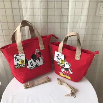De Mickey mouse de Disney la dama de lona de mensajero bolsa de hombro moda dibujos animados de minnie bolso de las mujeres bolsa de mensajero de compras