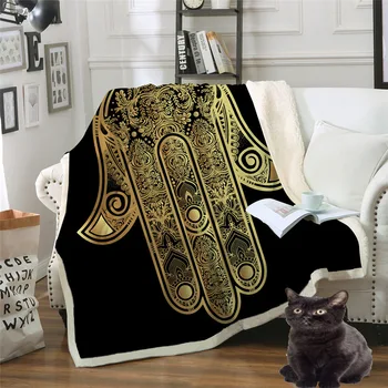 De oro Escorpión Manta Boho Meteoro Escorpio ropa de Cama Vintage Sofá de la tela Escocesa de Terciopelo, de Felpa de la Manta de la Constelación de la manta