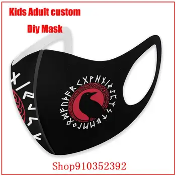 De vuelta Diseños Futhark El Cuervo Con Raven Viking Blanco DIY moda de los niños de la máscara lavable máscara de la cara de los niños uxury diseñador de la máscara de la cara