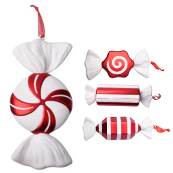 Decoraciones de navidad de la Escena de Diseño de Regalo Adornos Colgante DIY Dulces 30CM de Color Rojo y Blanco Candy Etapa de Diseño