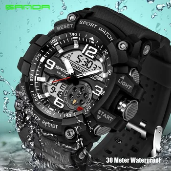 Deporte G Watch Doble de Tiempo que los Hombres Relojes de 50m Impermeable Masculino Reloj Militar de Relojes para los Hombres de Choque Resisitant Relojes deportivos de Regalos