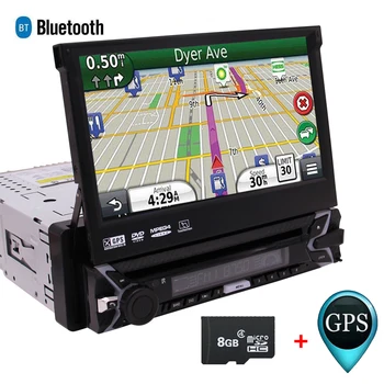 Desmontable Din Único equipo Estéreo del Coche de GPS Nav Anti-robo de Radio de Video para Coche USB SD Bluetooth pantalla Táctil de 7