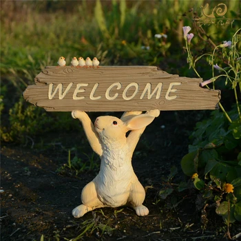 Diario principal de la Colección de Conejo lindo Figura de Hadas Jardín cartel de bienvenida Conejito decoración de Regalos para los niños de la Muñeca Micro Paisaje