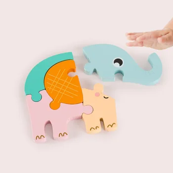 Dibujos animados Rompecabezas 3D del Bebé Juguetes de Madera de los Animales Rompecabezas Para Niños Niños Niños Niñas Madera Montessori, Juguetes Educativos