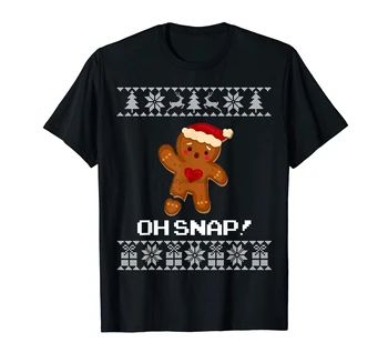 Divertido Oh Snap de pan de Jengibre de la Camisa T-Shirt-Camiseta de hombre-Negro Feo Suéter de Navidad