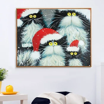 DIY Enmarcada Aceite de Pintura Por Números de Navidad de animales de la Ventana de Fotos en Lienzo de Pintura Para la Pared de la Sala de Arte de la Decoración del Hogar