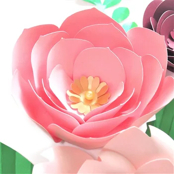 DIY Flores de Papel Hojas Conjunto Rojo Rosa Borgoña Pared Floral Para la Niña de la Guardería Arte de Pared de la Habitación de los Niños de la Decoración de la Decoración para Habitaciones de Bebé