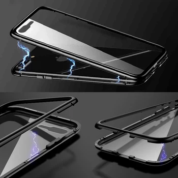 Doble Cara de Cristal de los Casos de Parachoques en Xiomi Redmi Nota 9 Pro 8 8 7 Pro K30 Mi 10 Magnético de Metal para Xiaomi Redmi Note 9s Caso