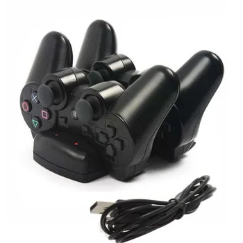 Doble cargador de Muelle Soporte Cargador +Cable de Alimentación USB Cable para Playstation Dualshock 3 de PS3 Gamepad Controlador de Mover la Navegación