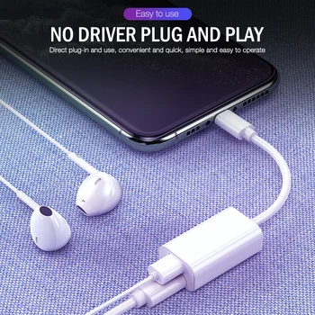Doble Rayo Jack OTG Adaptador Para el iPhone 11 Pro Xs Max XR iPad iOS Conexión de Cargador Auriculares 2 en 1 Carga de Audio Splitter