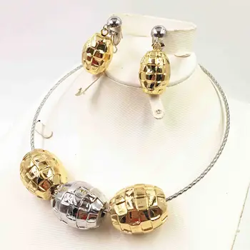 Dubai collar de oro de los pendientes de la colección de la moda de Nigeria de la boda Africana de la joyería de la perla de la colección italiano de las mujeres de la joyería conjunto