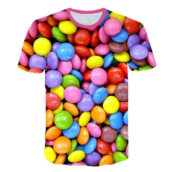 Dulce de Azúcar Impreso T-shirt de colores Dulces 3D Camiseta de Chocolate Camiseta Todo Impreso en 3d de Alimentos Camiseta Graciosa Camiseta 2020 niño