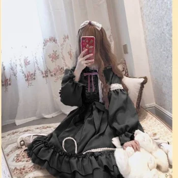 Dulce Kawaii Lolita Vestido De Traje De Halloween Lindo Estilo Japonés Vestido De Partido De Las Mujeres El Uso Diario De Los Adolescentes Niñas Cos Negro Gótico Vestidos