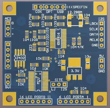 DYKB CS8416 Receptor Digital de la Junta de Módulo de SPDIF a I2S Convertidor de 32-192K Ejemplo de Indicador de Ritmo Suave de Control con pantalla LCD de 5V