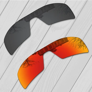 E. O. S 2 Piezas Negro y Rojo Fuego Polarizado de Reemplazo de Lentes de Oakley Oil Rig Gafas de sol