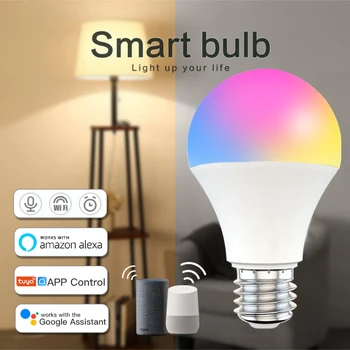 E27 220V Smart Wifi Bombilla de Atenuación de la Luz de Bulbo Tuya Solución 9W RGBCW Inteligente de la Luz de Bulbo de Control de Voz de Trabajar Con Alexa principal de Google