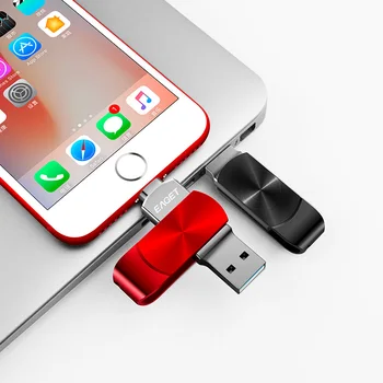 Eaget Lightning® USB 3.0 Flash Drive de 128 gb Pendrive de 64 gb Apple MFI Certificado Pen Drive Para iPhone 8 XR SE 11 iPad Mini iPod I66