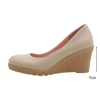 EGONERY de europa femenino de la Parte de los Zapatos de Moda Superficial de la Cuña de las Bombas de 7cm de zapatos de Tacón Alto Zapatos de mujer 2020 Primavera, Otoño Mujer Bombas