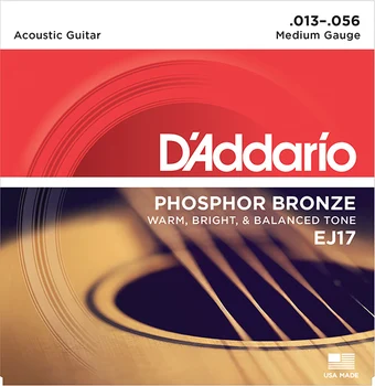 Ej17 bronce de fósforo de cuerdas para guitarra acústica medio 13-56 D'Addario