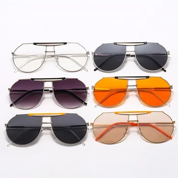 El diseñador de la Marca de la Ronda de Gafas de sol de las Mujeres de Hombre Vintage Retro de Una sola pieza Piloto de Gafas de Sol Para Mujer hombre Oculos De Sol Mujer UV400