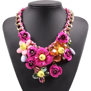 El Diseño de la marca Bohemia Collar de Resina de Alta Calidad de Flores de Cristal Colgantes Collares estados UNIDOS las Mujeres Populares Accesorios de 2020