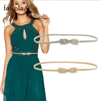 El oro, la Plata Cinturón Elástico Para las Mujeres de la Flor de la Hoja de Damas de la Cintura Cinturones Para Vestidos de Estiramiento Flaco Metal Femenino de la Correa flexibles de riem