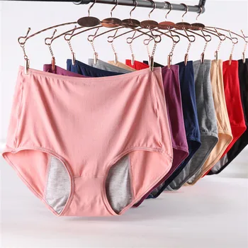 El período menstrual de las bragas de las mujeres a prueba de fugas fisiológico de las mujeres calzoncillos de algodón ropa interior femenina de la mujer más el tamaño de ropa bragas