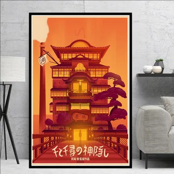 El Viaje De Chihiro Lienzo De Pintura China De La Película De Hayao Miyazaki (Japón Anime Cartel Impresiones De Arte De Pared Con Fotos De La Sala De Estar Decoración Para El Hogar