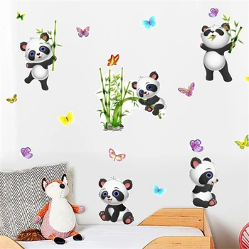 Encantadora de dibujos animados panda pegatinas de pared para cuarto de niños de sala de estar dormitorio decoración de la pared decoración del hogar de la puerta pegatinas