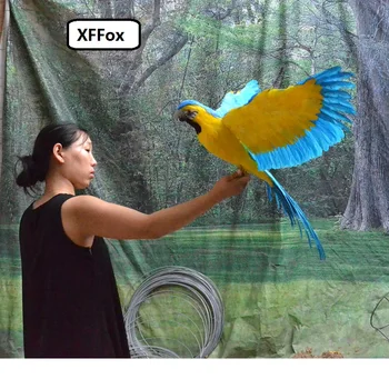 Enorme la vida real de las alas de parrot modelo de espuma&pluma grande de simulación de azul y amarillo loro pájaro regalo acerca de 60x100cm xf0273