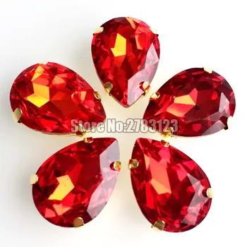 Envío libre Rojo AAA Cristal de coser en garra piedras,Oro, parte inferior suelta diamantes de imitación,diy/accesorios de Ropa SWLJ06