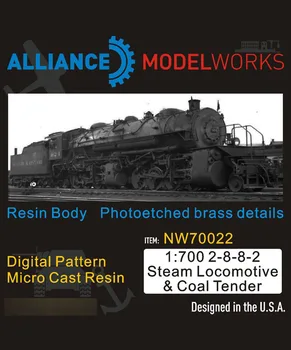 Escala 1/700 2-8-8-2 Locomotora de Vapor y Carbón de Licitación NW70022 de Resina Modelo de Kits de Envío de la Gota