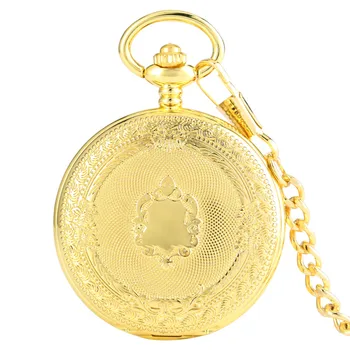 Escudo dorado Mecánico Reloj de Bolsillo Steampunk Fob Reloj Vintage de la Mano de la bobina de Bolsillo Colgante de Reloj de Regalos para Hombres, Mujeres reloj