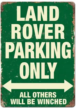 Estaño Señal 8x12 pulgadas Land Rover Aparcamiento de Metal Verde Letrero de Pared de Metal Pintura de Estaño Señal Decoración de la Pared de la Junta Retro Pub & Bar