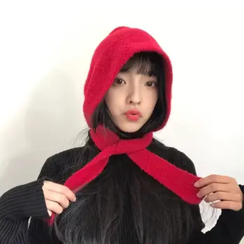 Estilo coreano de las Mujeres Rojo de Punto Sombreros de Invierno de Color Sólido de las Tapas de los Mejores Regalos de Navidad, Gorros Casual, Accesorios de Vestir para las Niñas Sombreros