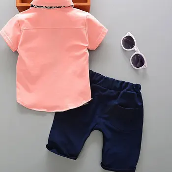 Estilo de verano bebé de impresión bebé bebé ropa de niños camiseta+Pantalones 2pcs botones de traje para recién nacido conjuntos de ropa de bebé de tela