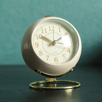 Estilo Retro de Metal Reloj de Alarma de la Ronda de Escritorio Reloj despertador de la Mesilla de Alarma Reloj de Escritorio Decoración MJ72411