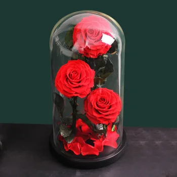 Eterna Conservado Rosa con Cúpula de Cristal, la bella y la ia Real de la Flor para Siempre el Amor de la Boda a Favor de Regalos de Parte de las Mujeres de la Decoración