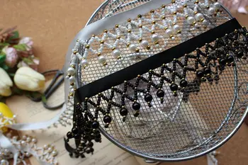 Exquisito borla colgante de perlas de código de barras de la cinta de encaje de la ropa a casa de la cortina de Perlas decoración de encaje de costura accesorios