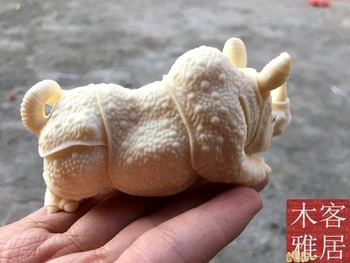 Exquisito rhino adornos adornos de dibujos animados de animales de artesanía de té mascota coche adornos