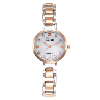 Exquisito Simple Ronda de las Mujeres del Reloj de la Moda y de la generosidad de Marca del Reloj de los Mejores Vendedores de diamantes de imitación de Oro Rosa de la Cadena de Reloj de Señoras