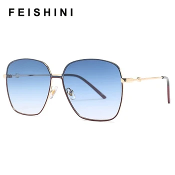 Feishini superestrella Cuadrados de gran tamaño Gafas de sol de las Mujeres de Lujo de la Marca de Moda de tv de Top damas de Metal Gafas de Gradiente de Gafas UV400